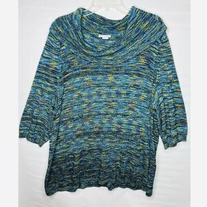 Catherine’s Marled Blue Green Cowl Neck Sweater Size 2X